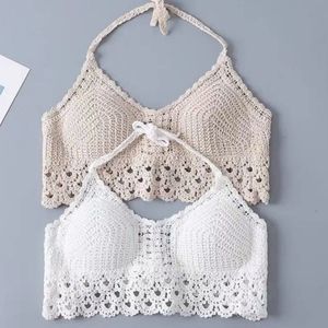 Bohemian Crochet Padded Bra Halter Crop Top - STYLE #2